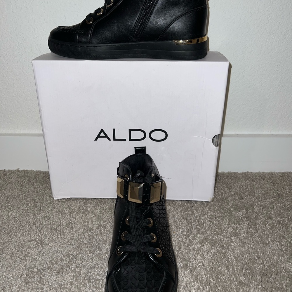 Aldo Black and Gold High-Top Sneakers